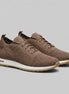 BROWN LEATHER KNIT TRAINER